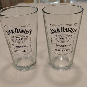 Vintage pair Jack Daniels old no. 7 whiskey glasses 6 inches tall barware